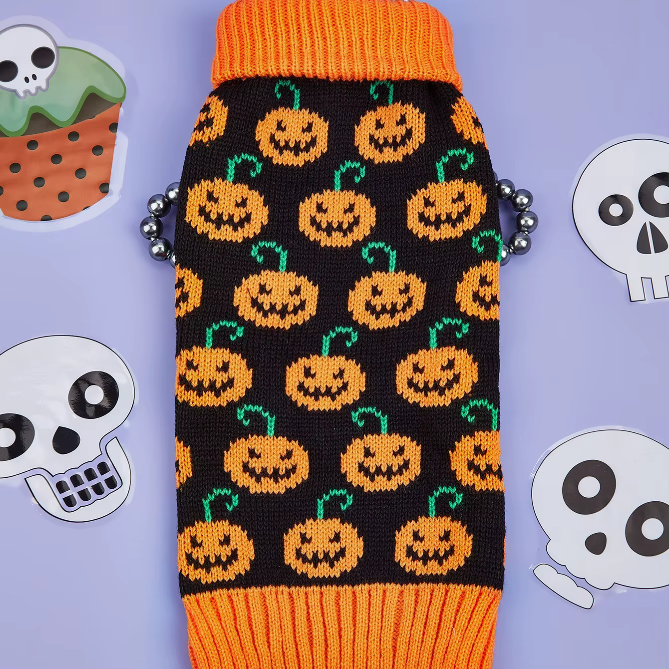 Suéter Calabaza Halloween Cuello Alto para Perros y Gatos - imagen 2