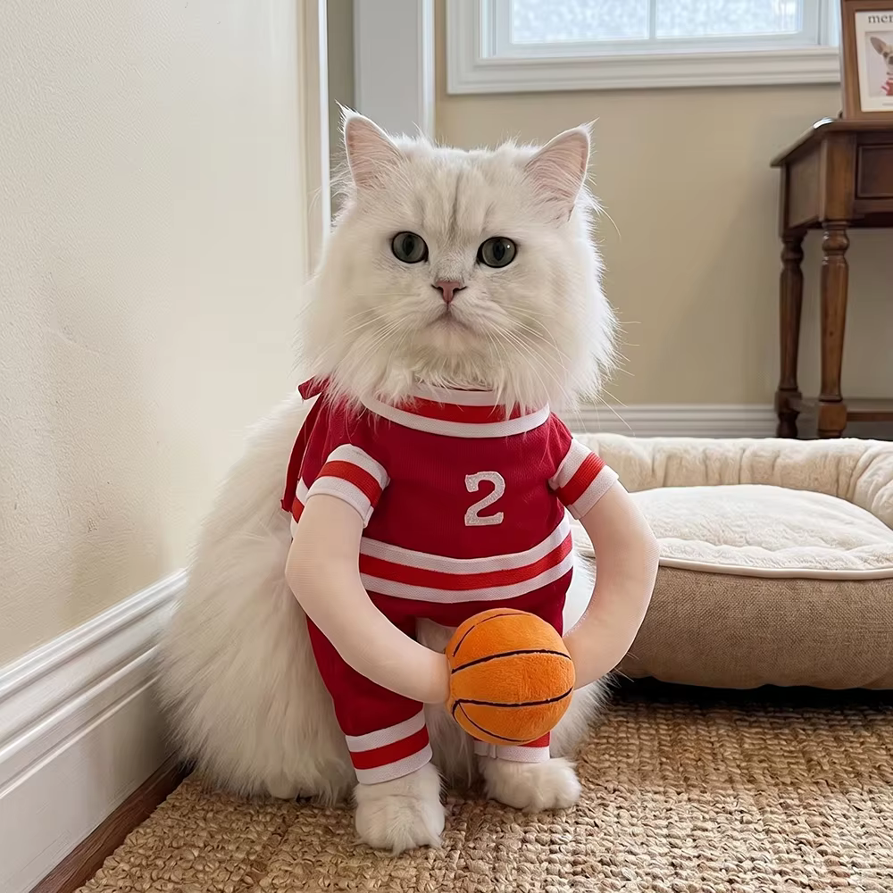 Disfraz Baloncesto para Perros y Gatos – Traje Deportivo con Balón 3D para Halloween - imagen 4