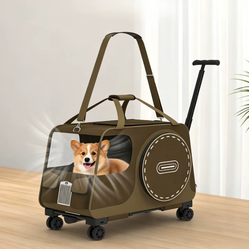 Carrito plegable transpirable para perros y gatos con ruedas - imagen 2