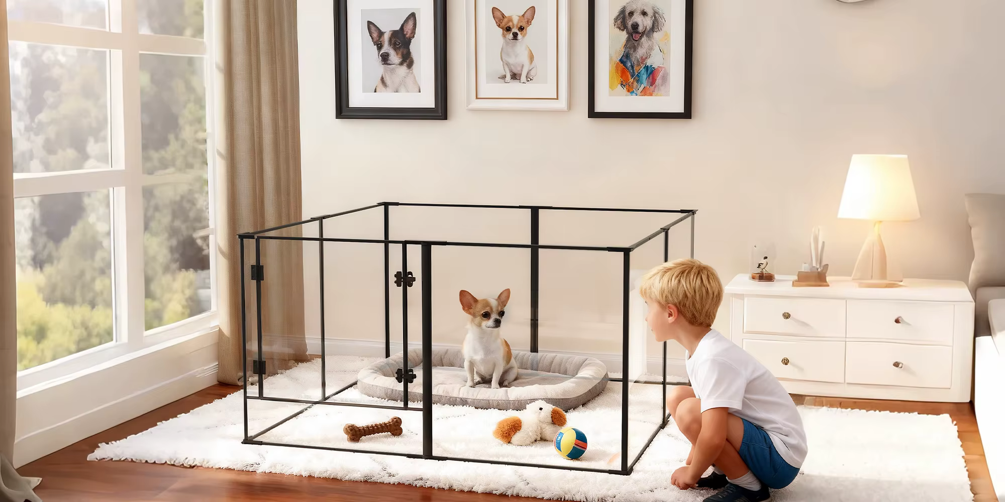 Corral para mascotas con puerta y espacio interior amplio