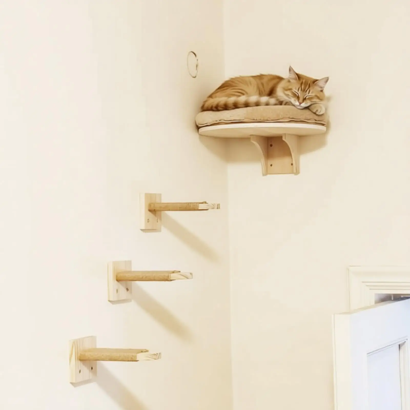 Rascador de pared para gatos: estantes y hamaca en interior - imagen 3