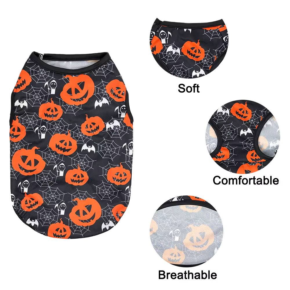 Disfraz de Halloween para perros y gatos: camiseta fantasma calabaza - imagen 5