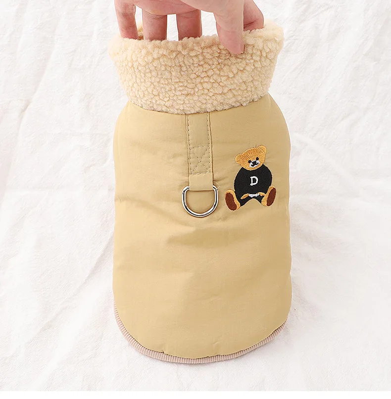 Chaqueta de felpa para perros pequeños con solapa de terciopelo