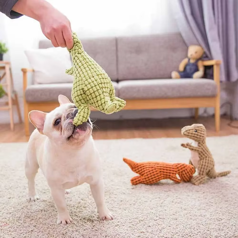Juguete de peluche dinosaurio con sonido para perros - imagen 3