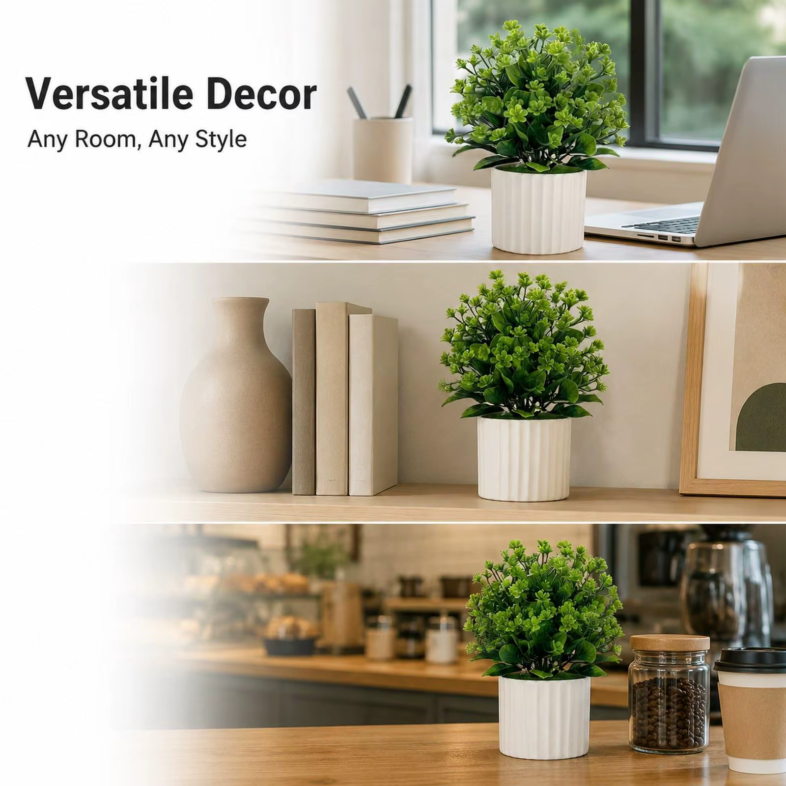 Planta artificial en maceta mini para decorar, segura gatos y perros - imagen 5