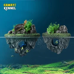 Adorno flotante para acuario con planta y cueva Betta