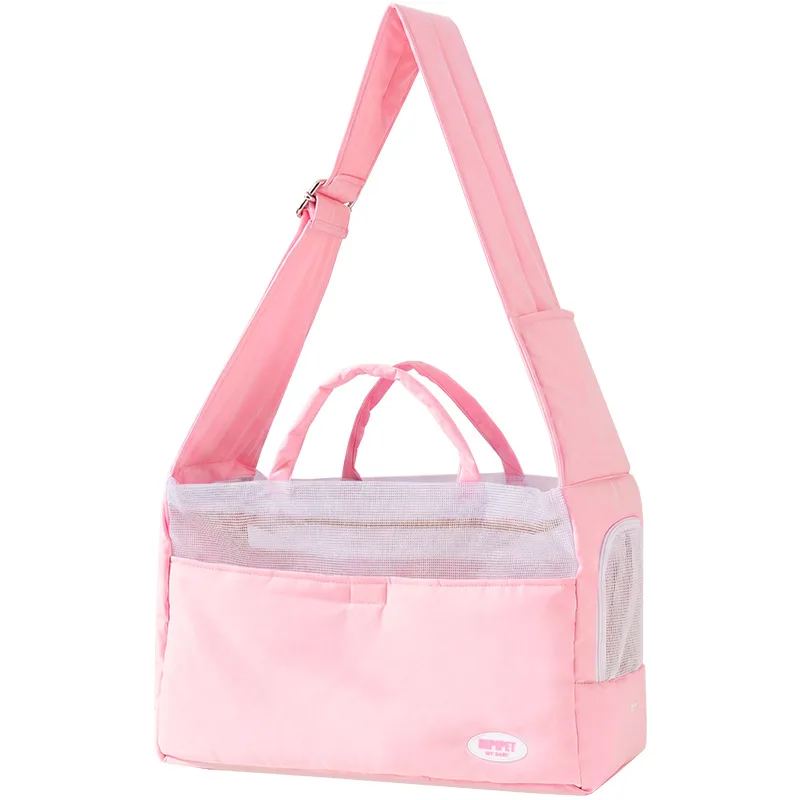 Bolsa de transporte transpirable para gatos y perros, bandolera con asa