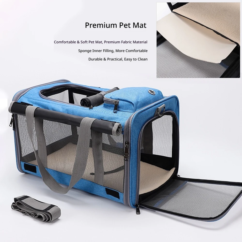 Transportín transpirable plegable para gatos y perros, viaje aéreo - imagen 2