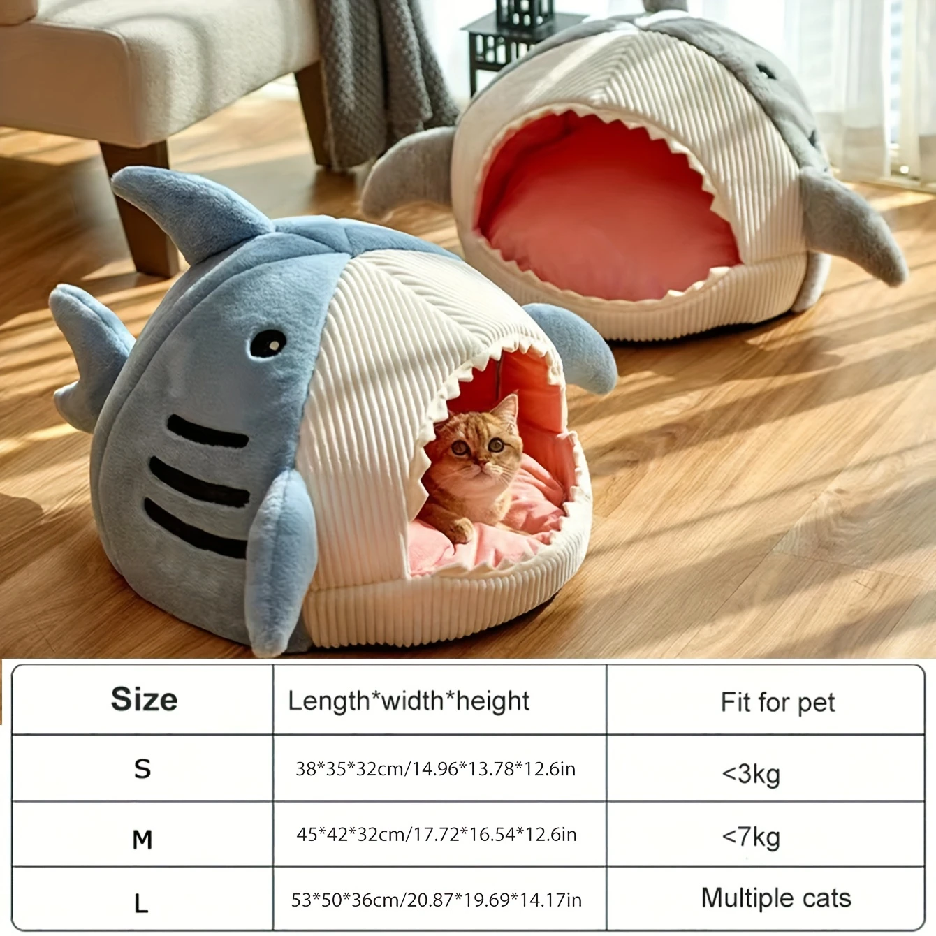 Cama nido redonda de felpa para gatos y perros pequeños semicerrada - imagen 4