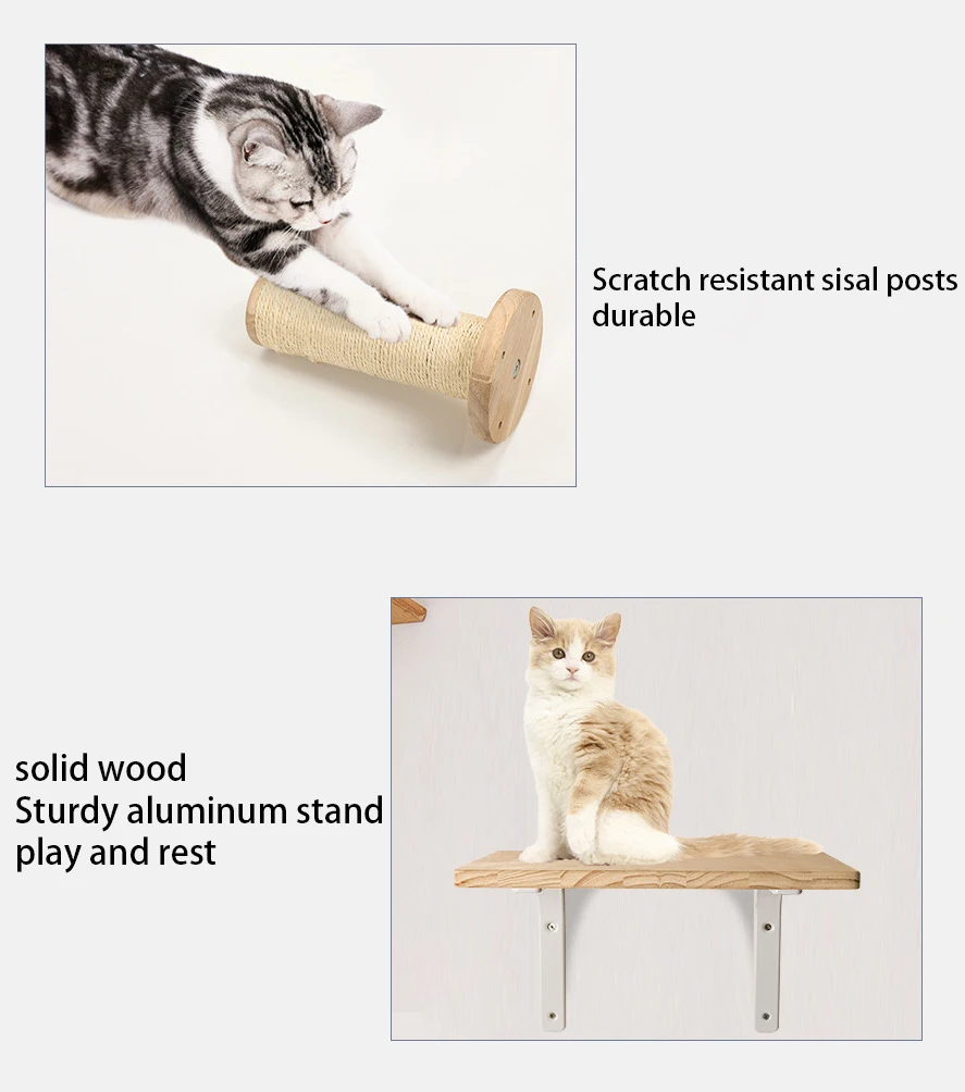 Rascador para gatos de pared con escalera de cuerda y plataformas - imagen 2