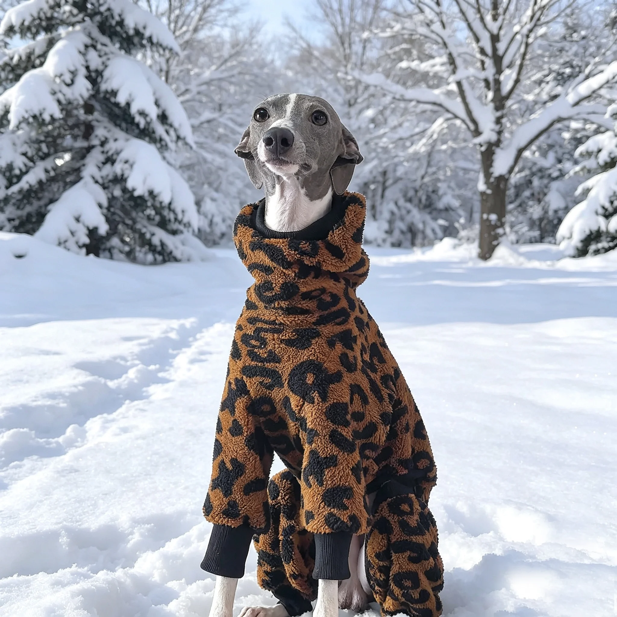 Abrigo forro polar leopardo para galgos y whippets, sudadera 4 patas - imagen 5