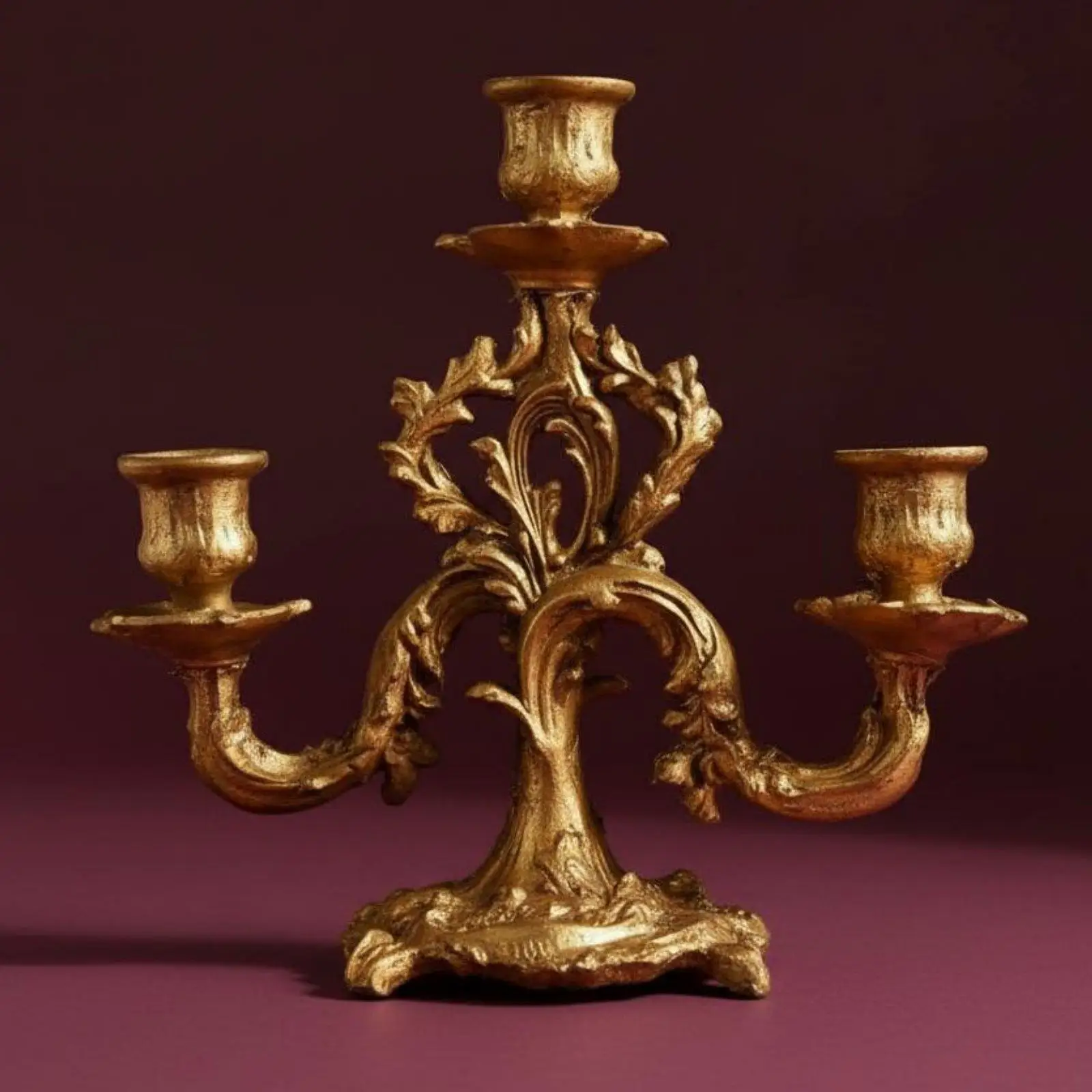 Candelabro Dorado Decorativo Estilo Barroco – Pieza Vintage para Hogar - imagen 2