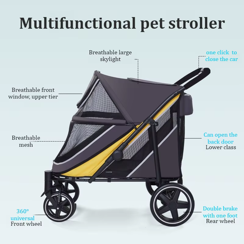 Carrito plegable para perros grandes – Doble puerta y transpirable - imagen 3