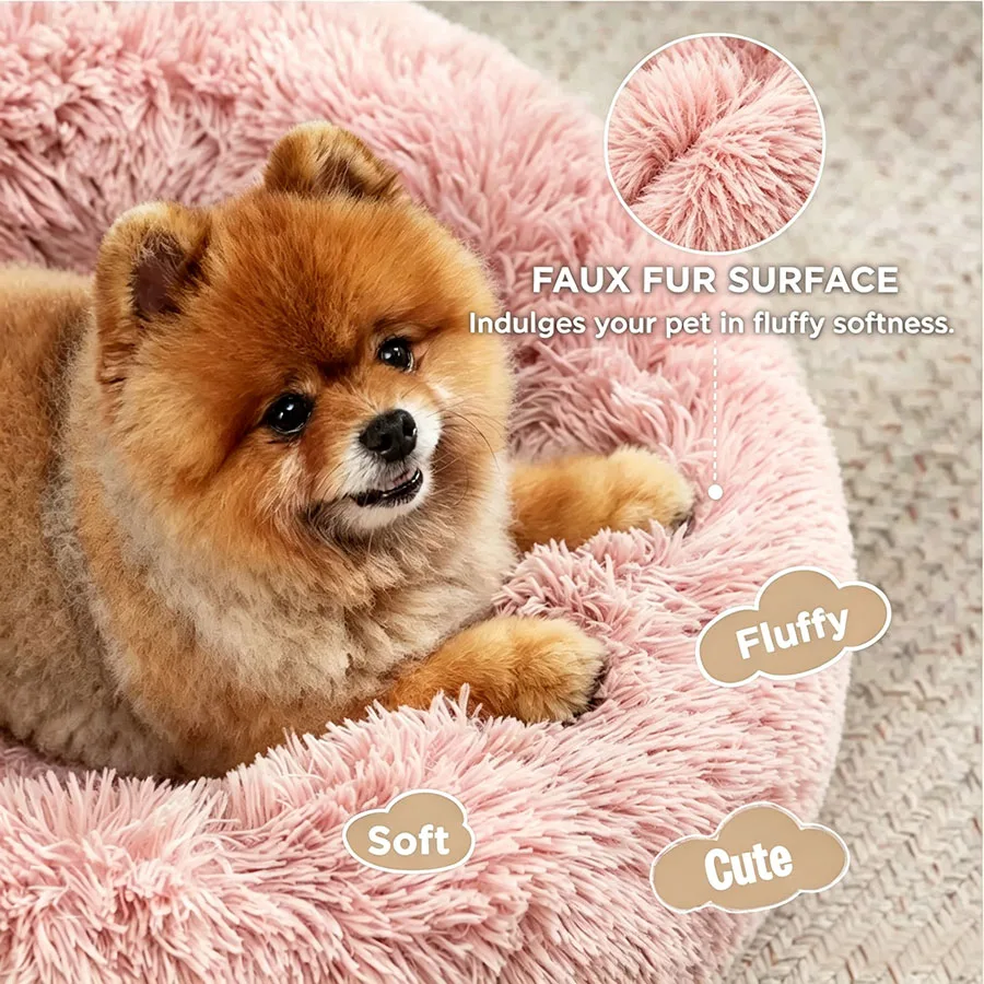 Cama tipo donut suave para perros y gatos pequeños, cálida y lavable - imagen 5