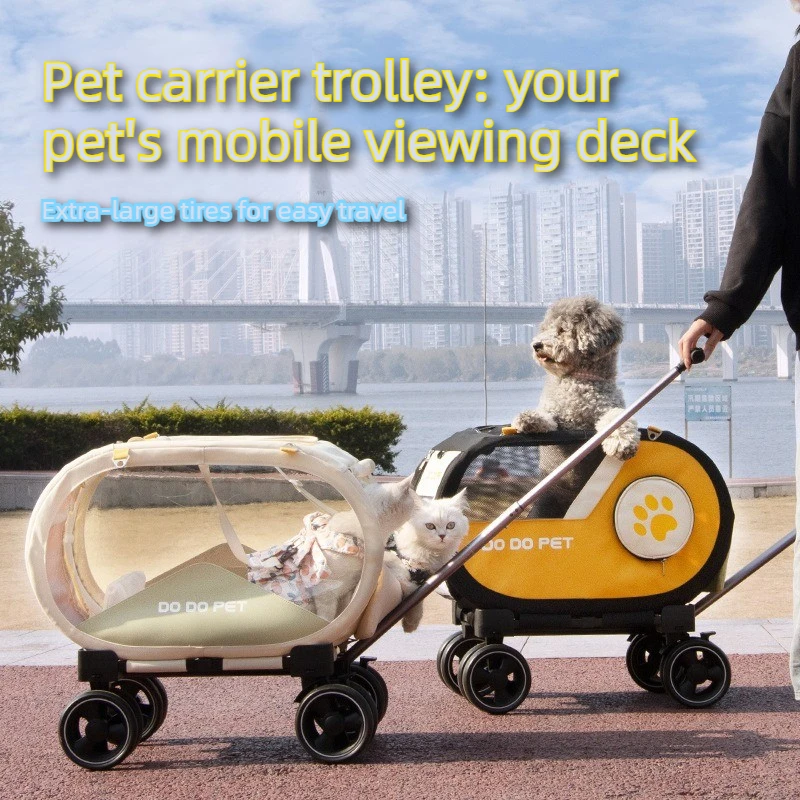 Carrito de transporte con ruedas y bolsa plegable para gatos y perros - imagen 4