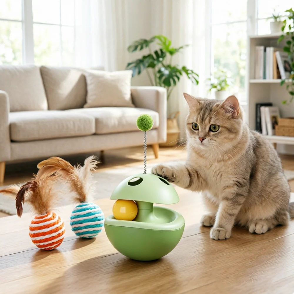 Dúo de Juguetes Interactivos para Gatos: Dispensador de Golosinas y Pelota de Sisal - imagen 4