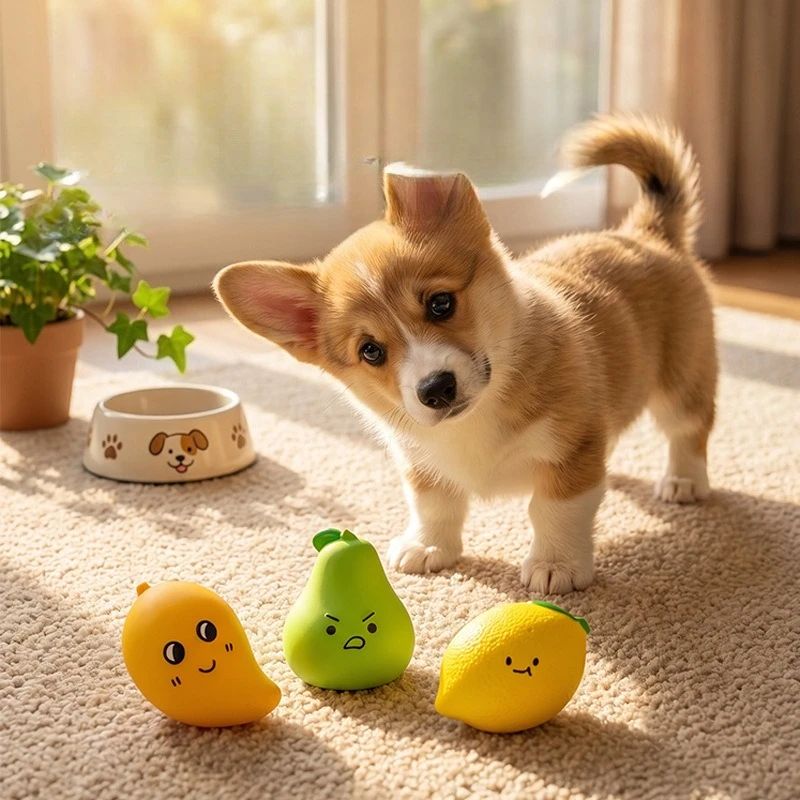 Juguete masticable de látex con sonido para perros: limón y pera - imagen 3