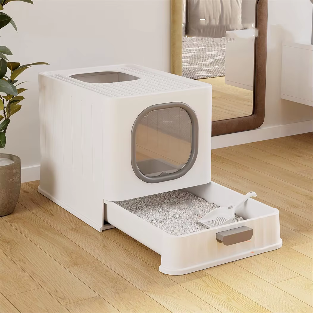 Arenero grande con tapa, pala y cajón tamiz para gatos - imagen 3