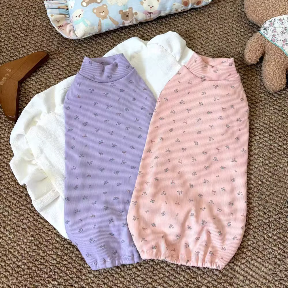 Pijama algodón acanalado floral rosa para gatos Sphynx - imagen 3