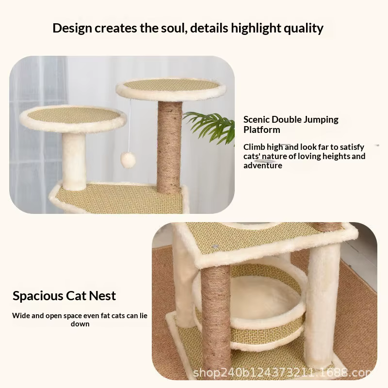 Árbol rascador para gatos con cama, plataforma y postes de sisal - imagen 5