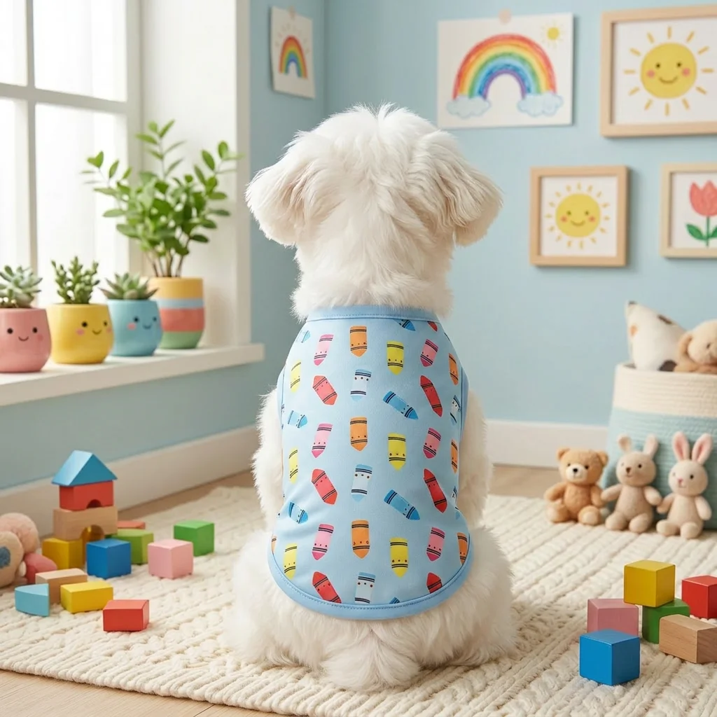 Chaleco puesto en perro pequeño