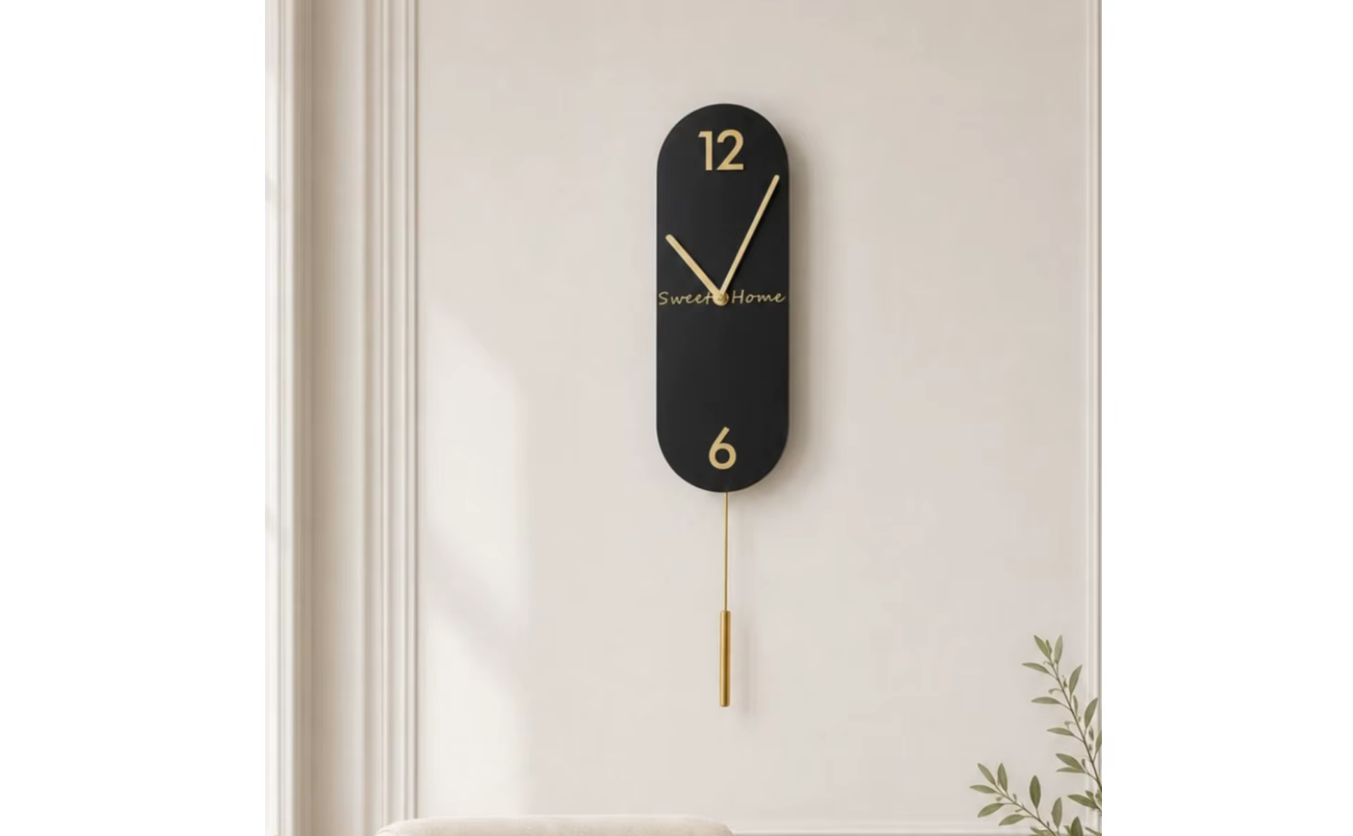 Reloj integrado en una sala de estar contemporánea