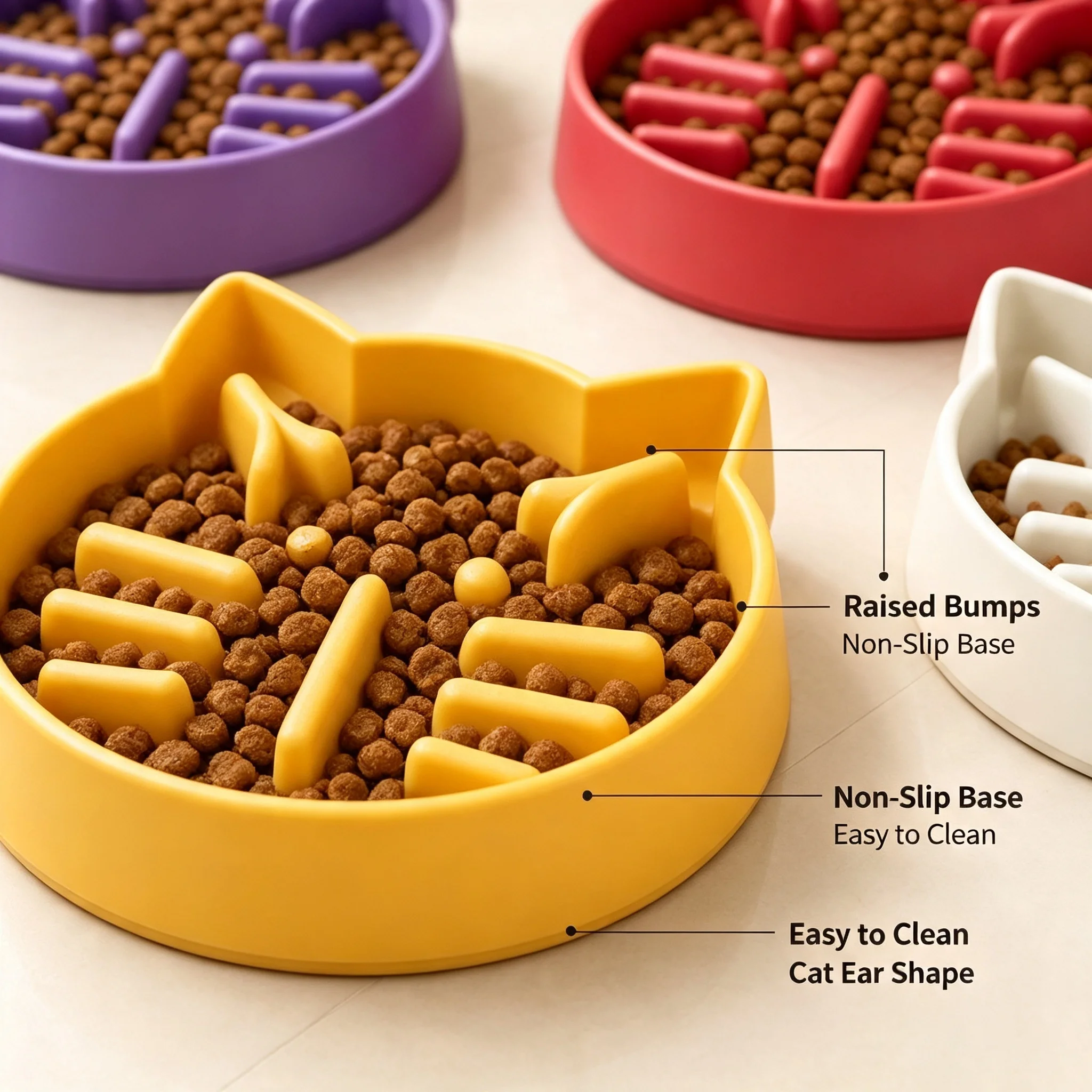 Tazón alimentación lenta gatos 3D – Anti-asfixia - imagen 5