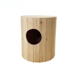 Cueva-taburete de madera para gatos: cama semicerrada de patio