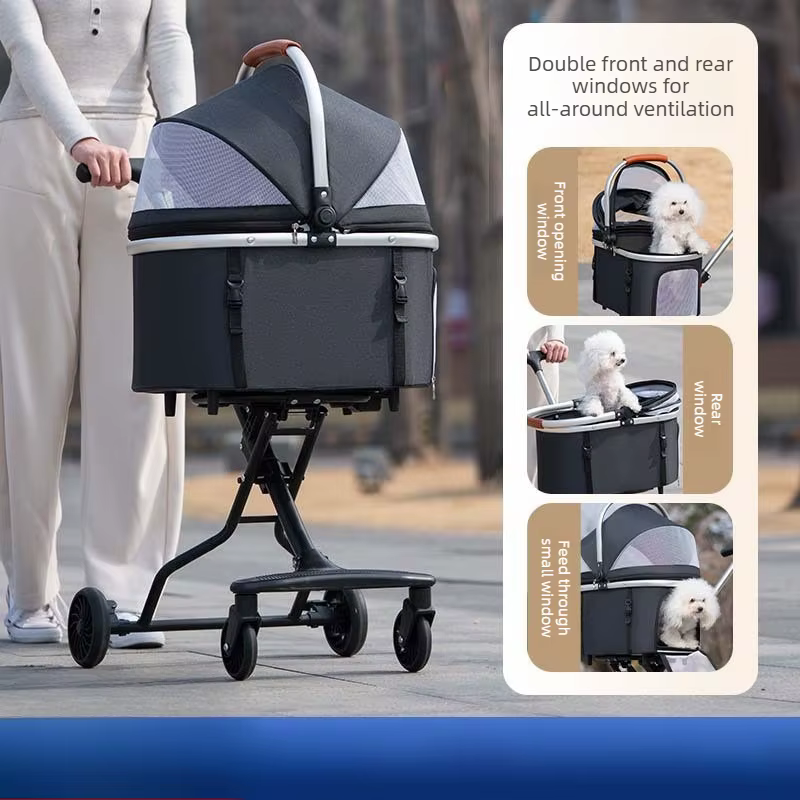 Carrito extensible plegable para perros y gatos, asa regulable - imagen 2
