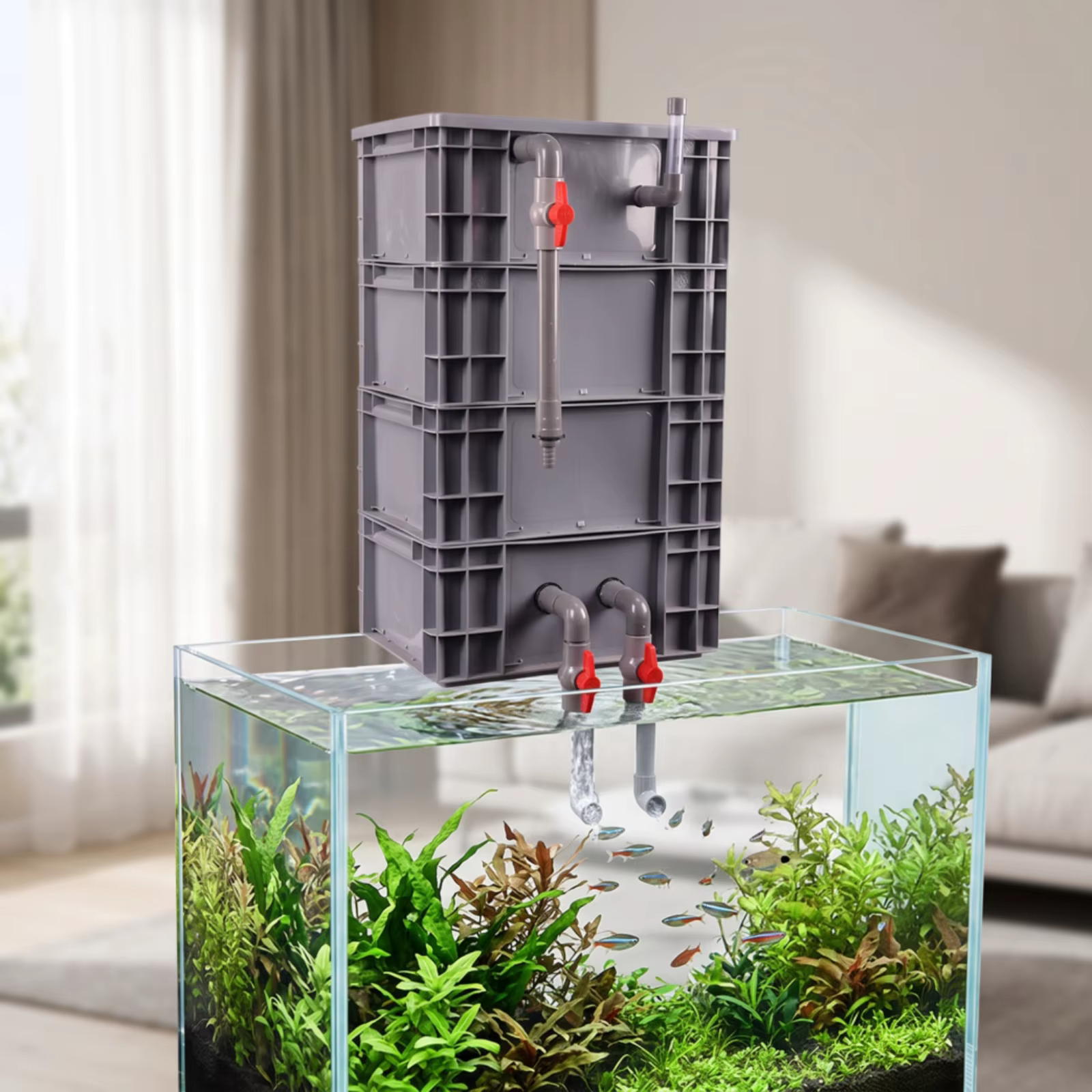Caja filtro superior para acuarios de agua dulce con tubería - imagen 4