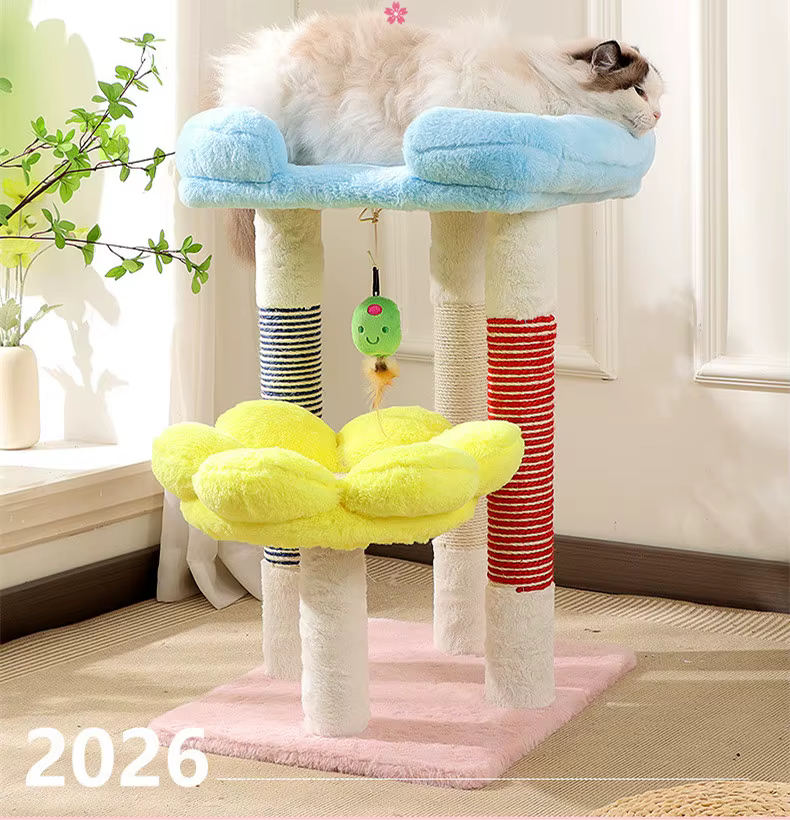 Árbol rascador con casa y zonas de juego para gatos