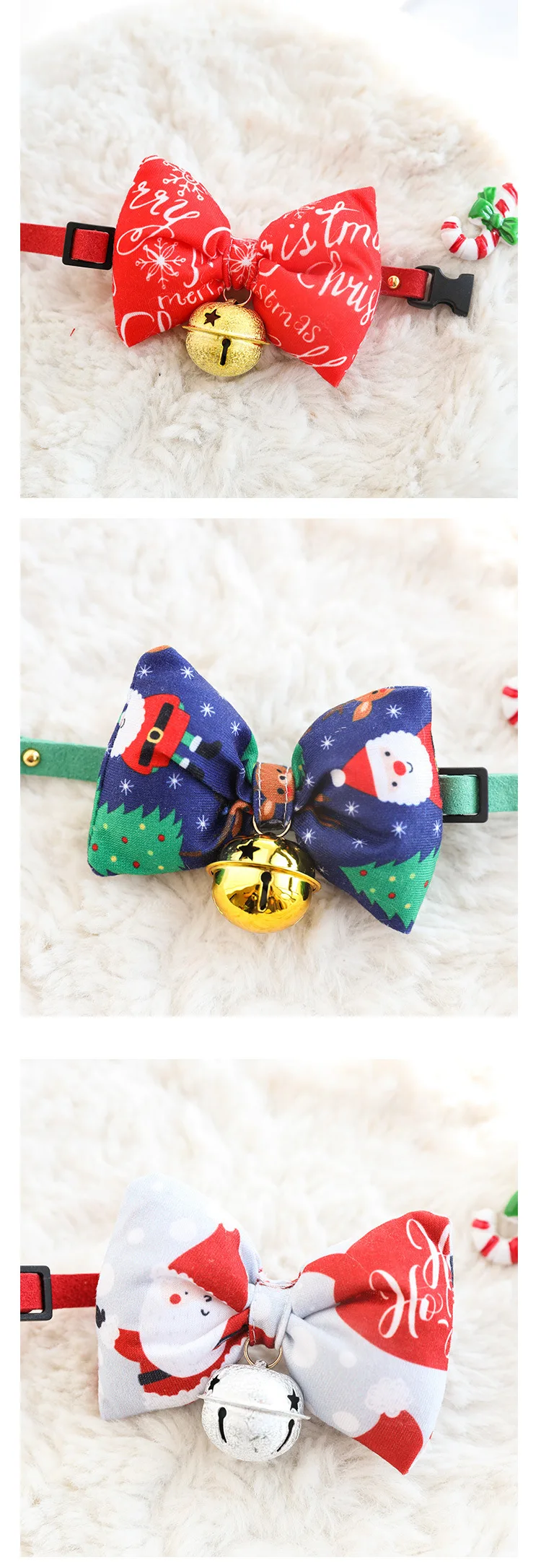 Collar navideño para perros pequeños y gatos con lazo decorativo