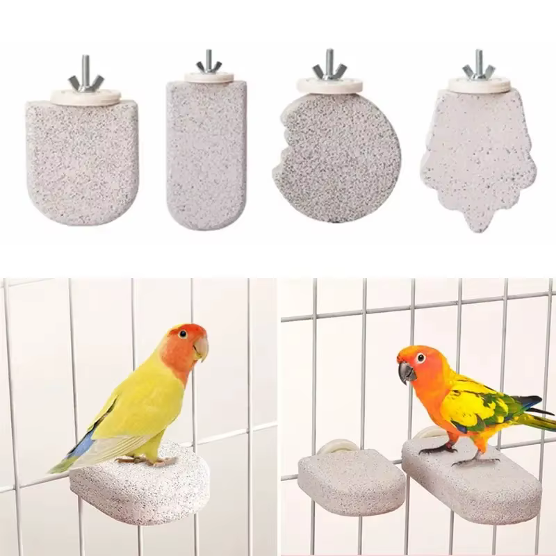 Juguete piedra pómez para jaula de loro pequeño – Plataforma descanso y pulido garras - imagen 4