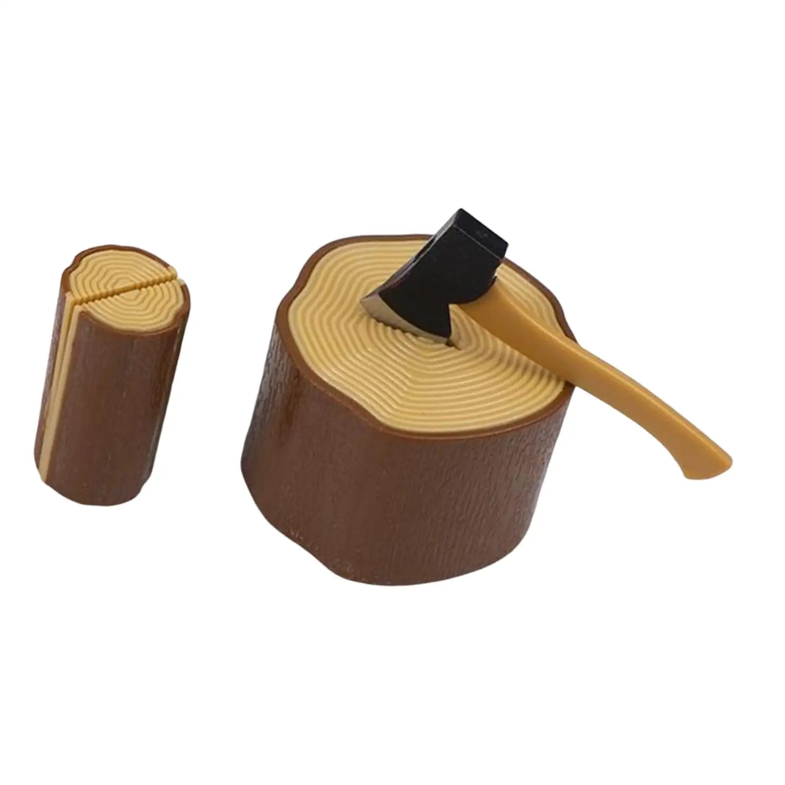 Miniatura de hacha y estaca de madera para jardín de hadas
