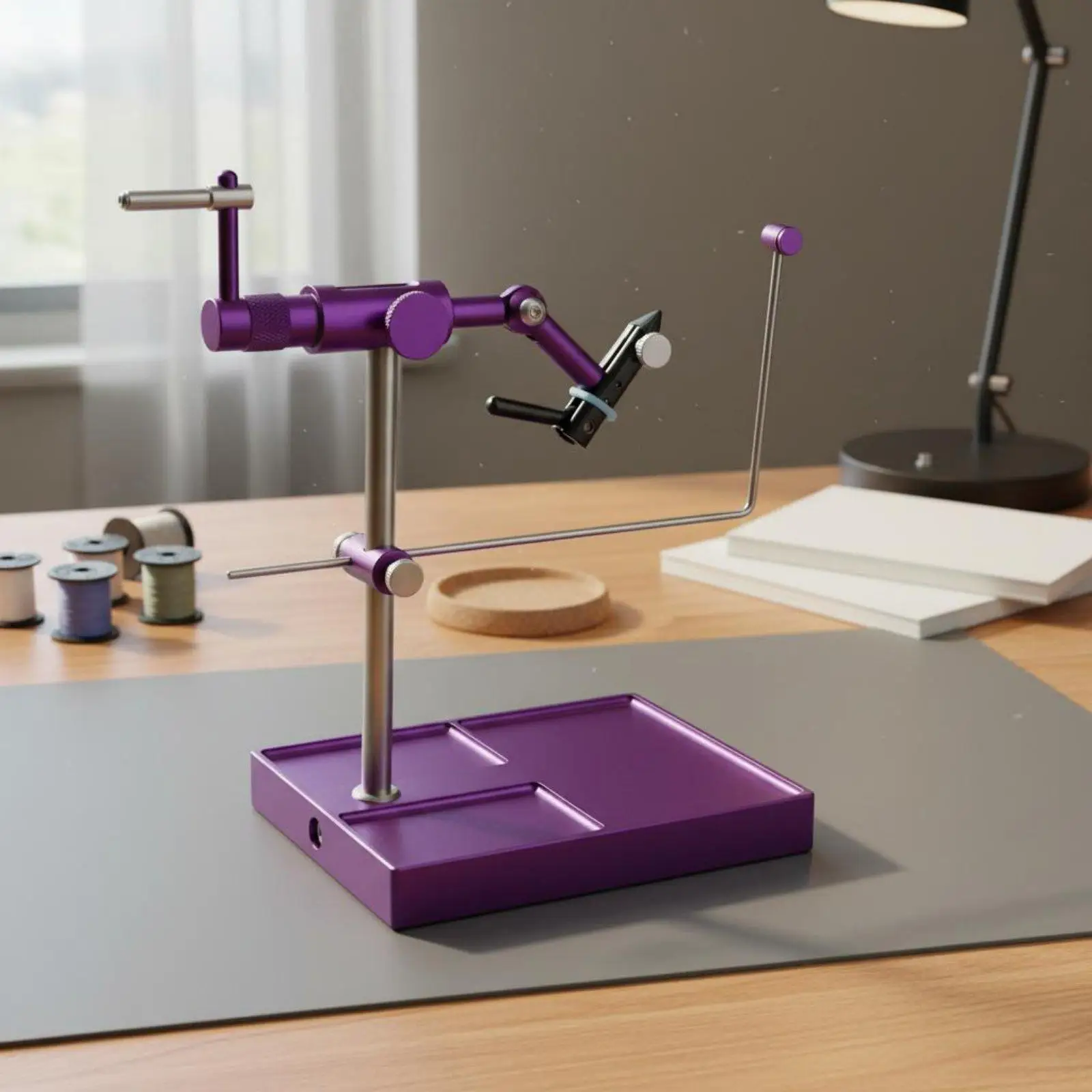 Torno para atado de moscas – Soporte ajustable de aluminio - imagen 4
