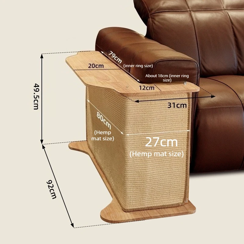 Protector de sofá para gatos con rascador de sisal y mesa lateral - imagen 4