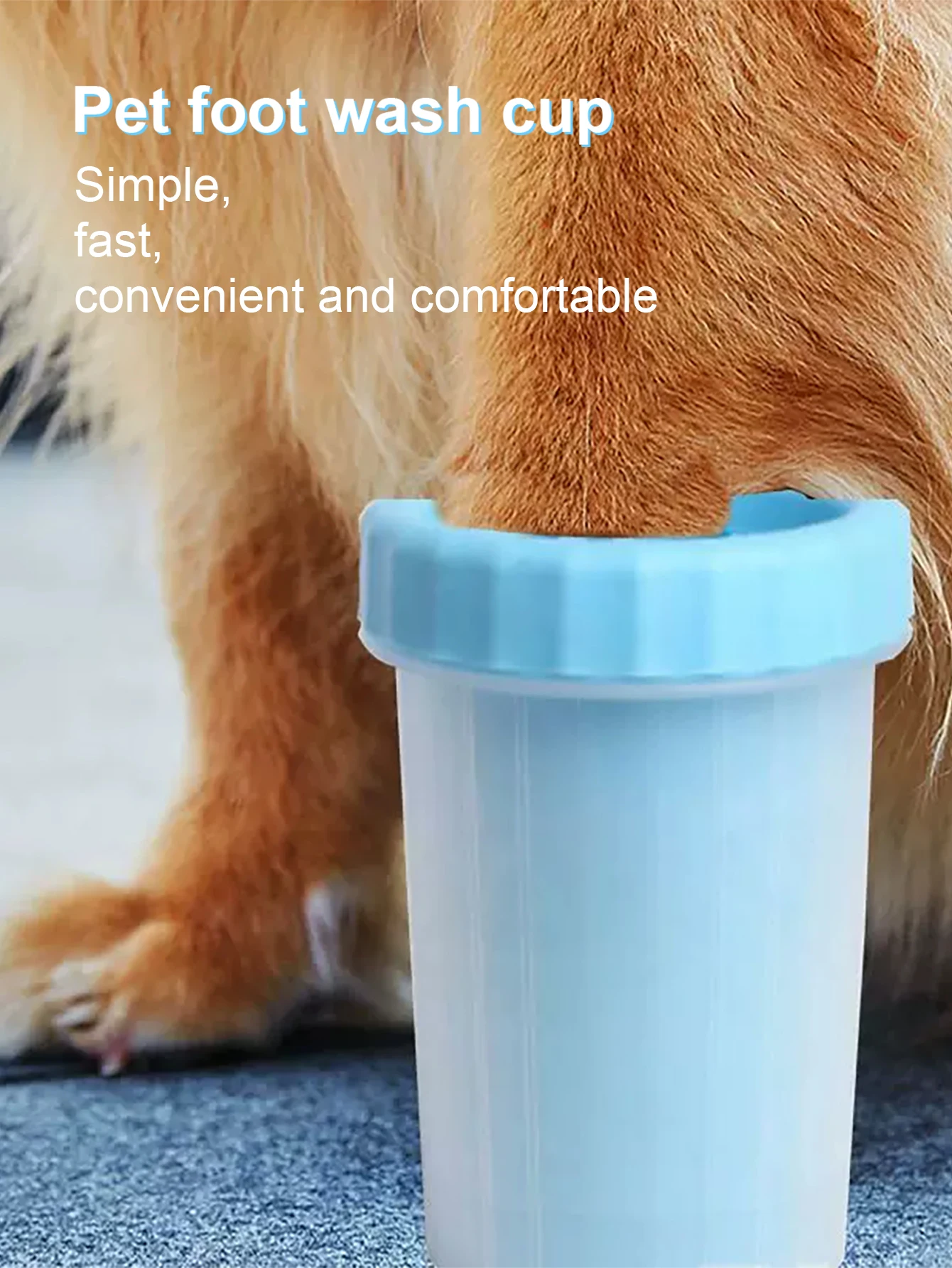 Taza portátil limpiadora de patas de mascota en uso