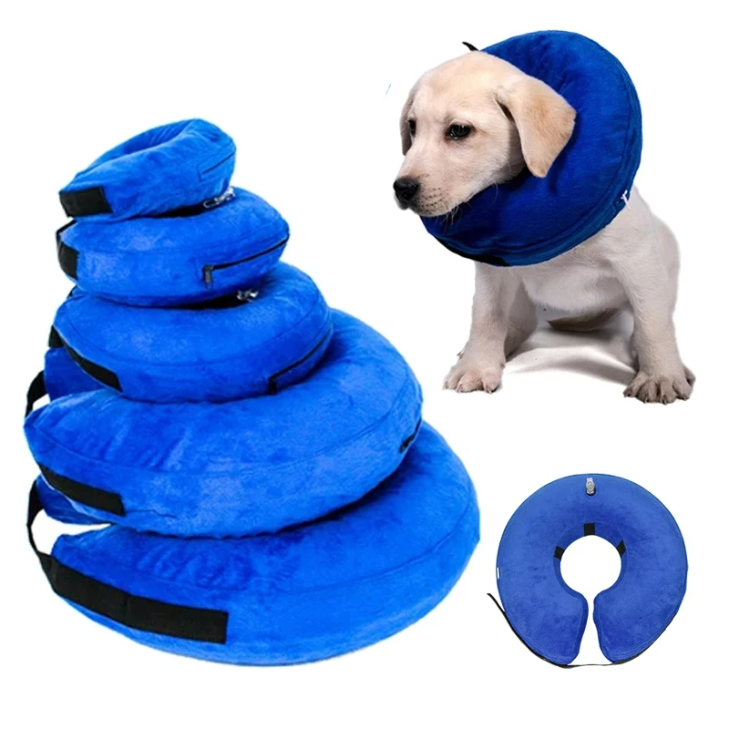 Collar isabelino anti-mordidas inflable ajustable para perros pequeños - imagen 4