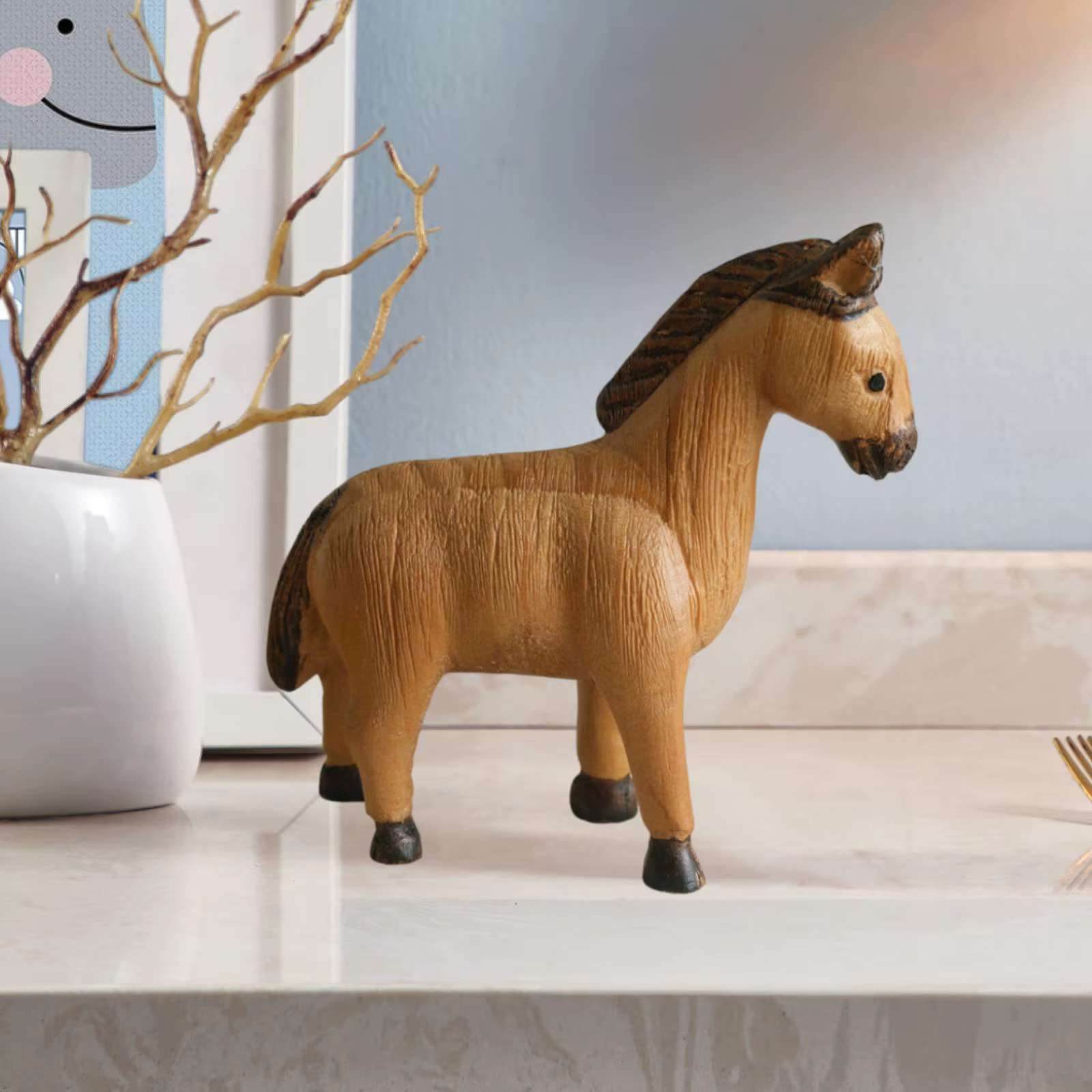 Figura decorativa de madera con caballo artesanal para gatos y perros - imagen 4