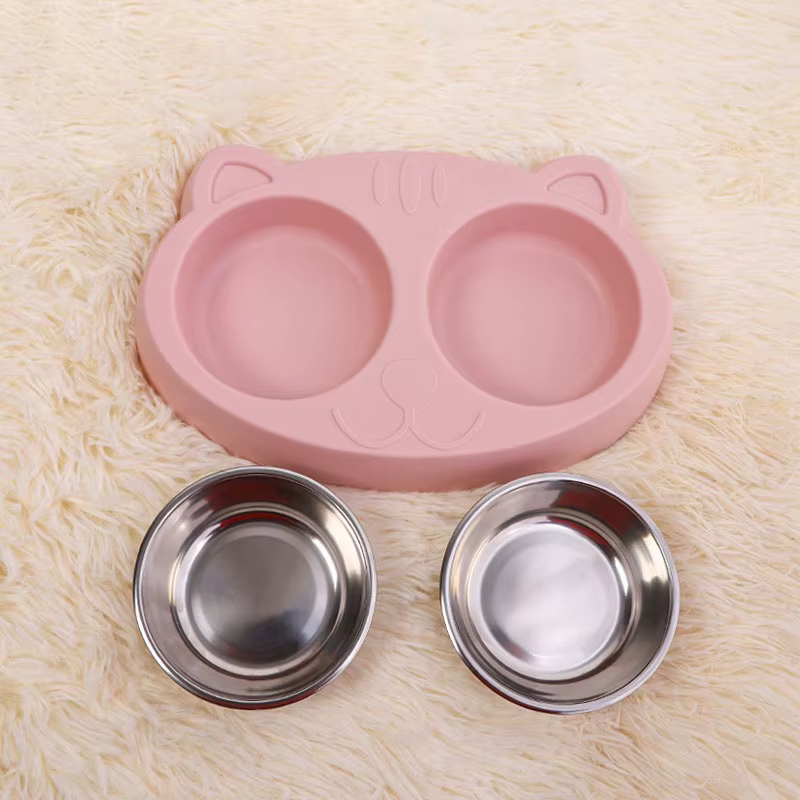 Comedero doble acero inoxidable antideslizante para perros y gatos - imagen 3