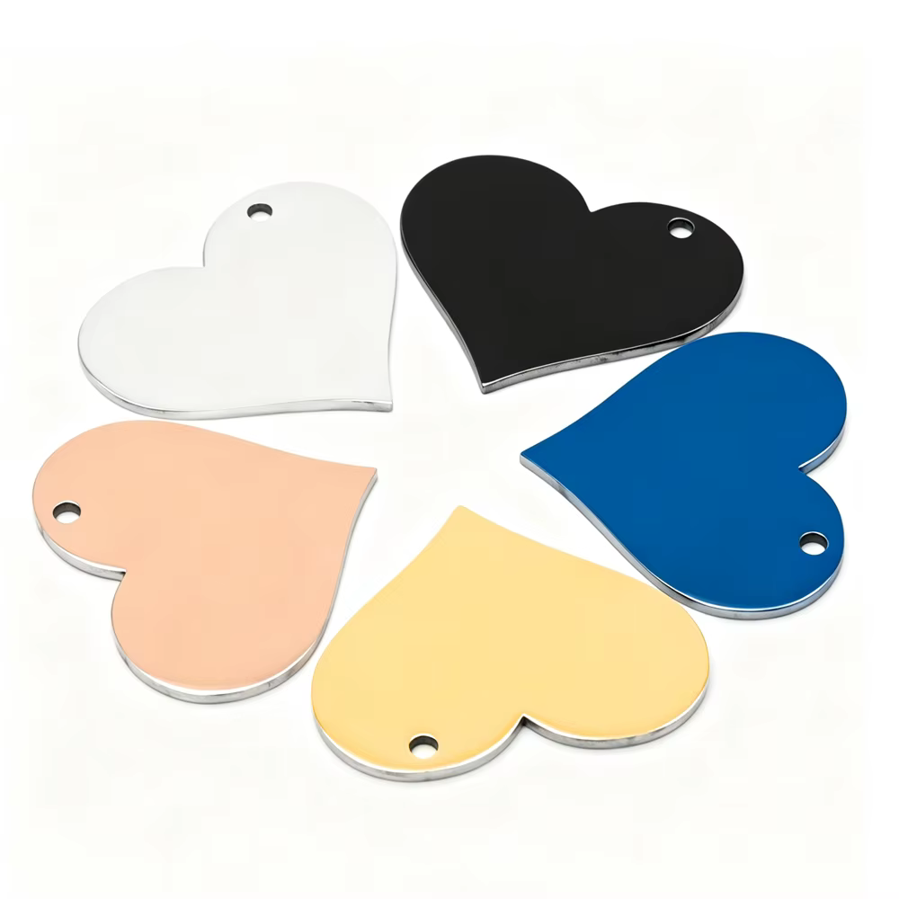 Placa identificación perro acero inoxidable - Forma corazón personalizable - imagen 3