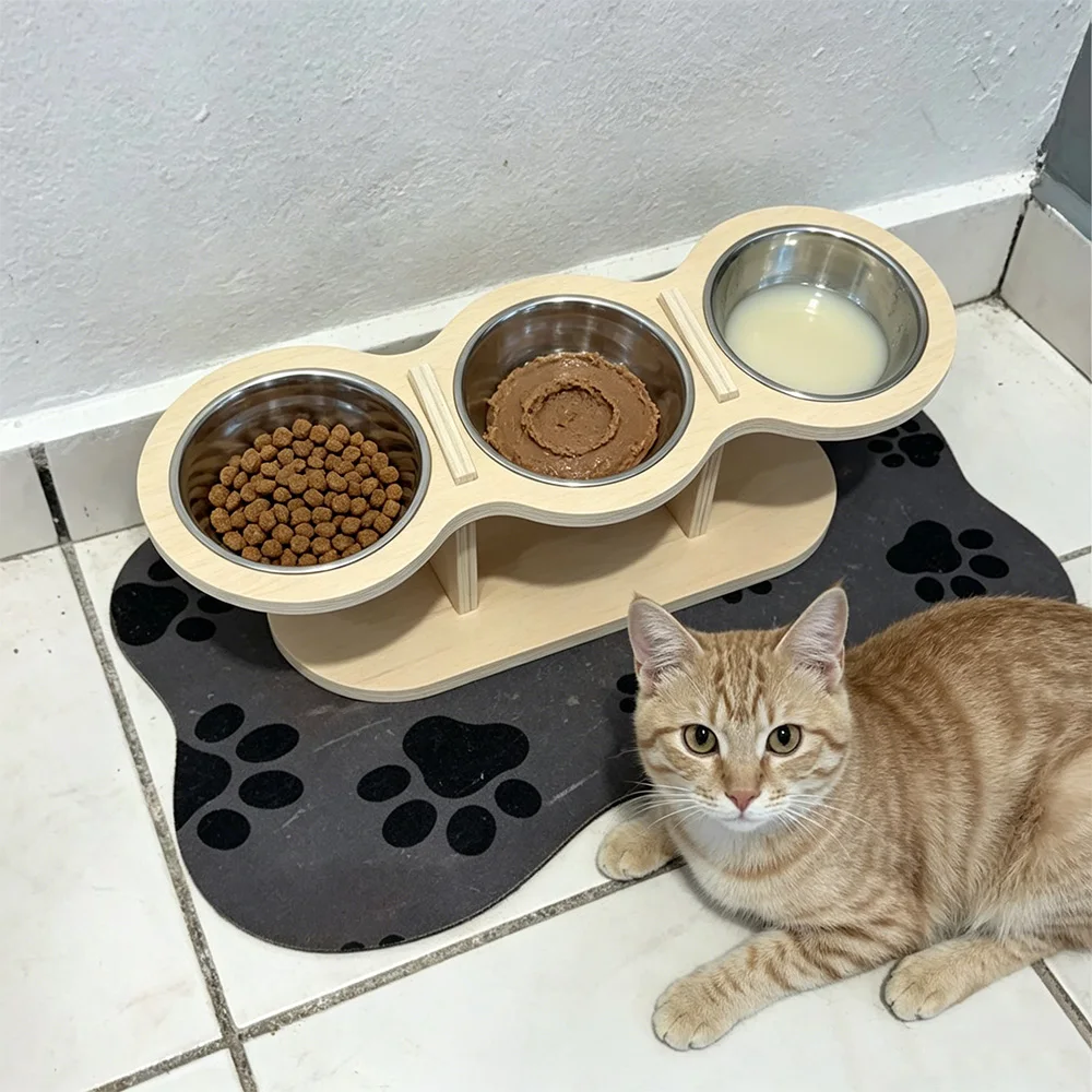 Estación comederos elevados antivuelco para gatos y perros pequeños - imagen 3