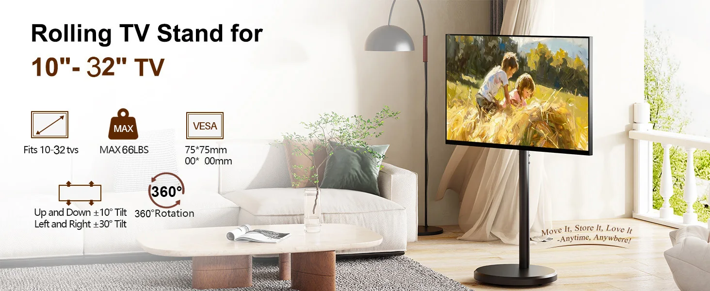 Soporte de TV con ruedas para pantallas de 10-32 pulgadas