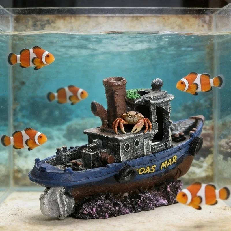 Adorno Acuario Barco Pirata para Peces – Escondite y Decoración para Pecera - imagen 2