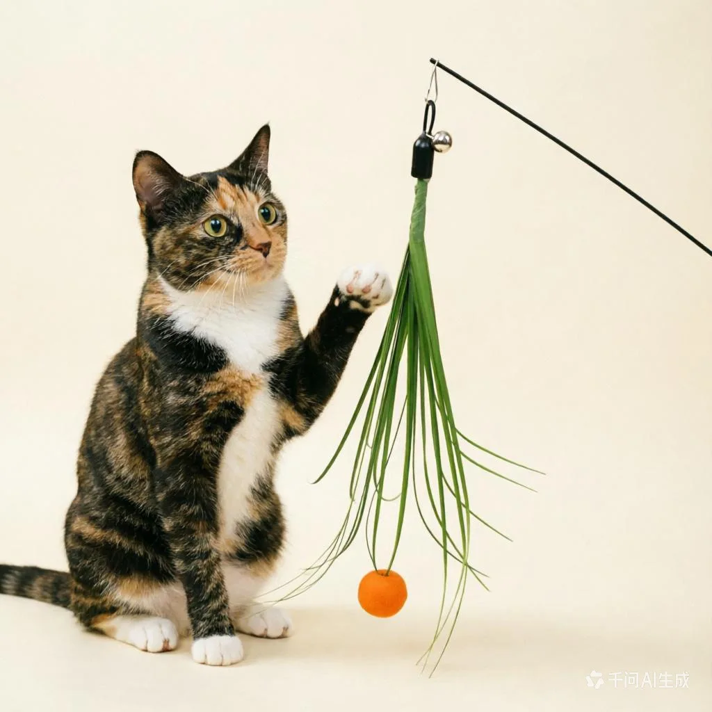 Juguete interactivo para gatos con borla de hierba artificial - imagen 4
