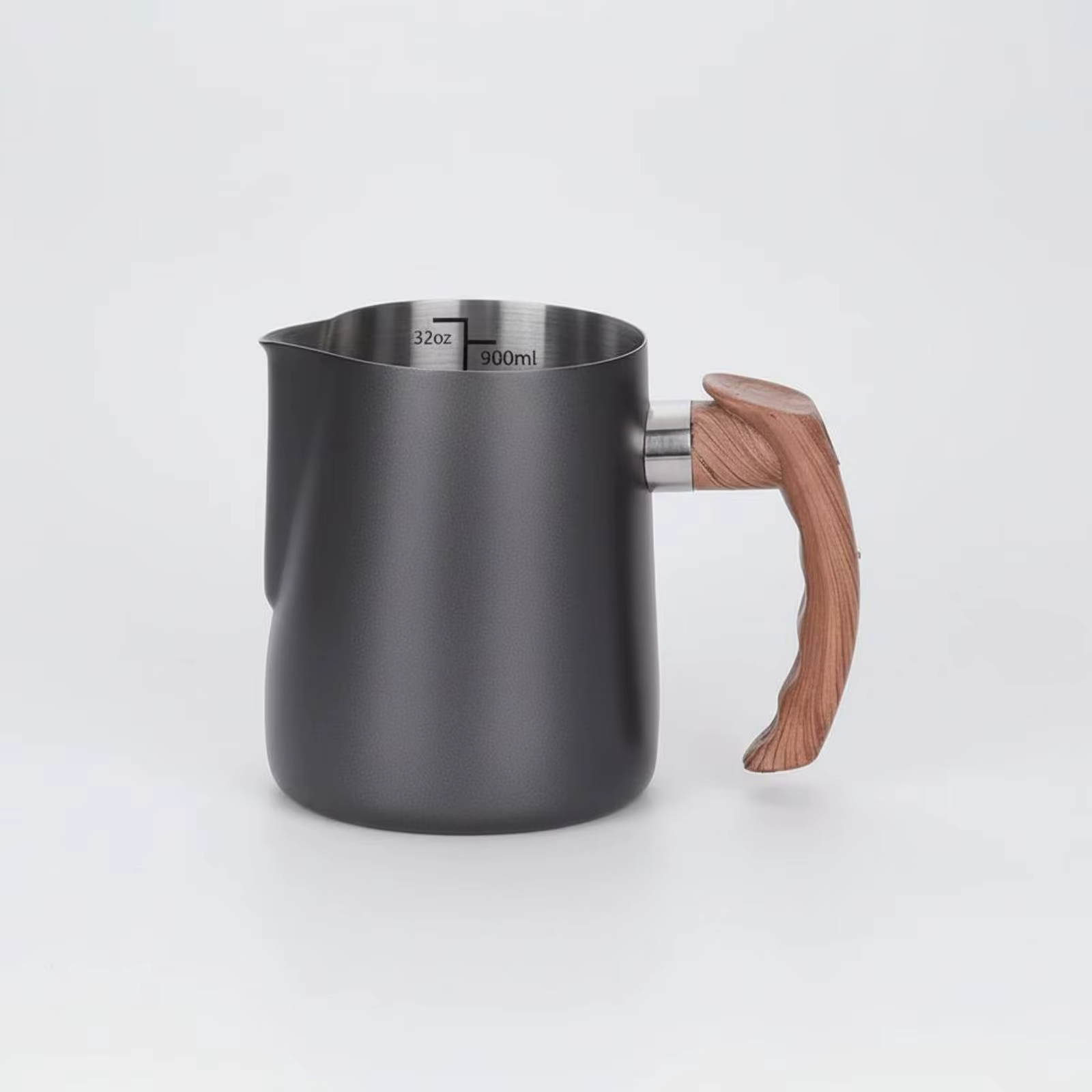 Jarra medidora inoxidable para gatos y perros con mango de madera