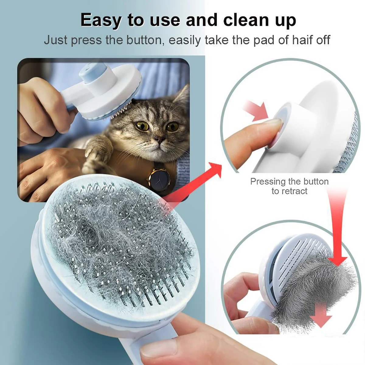 Cepillo de pelo para perros y gatos con diseño ergonómico