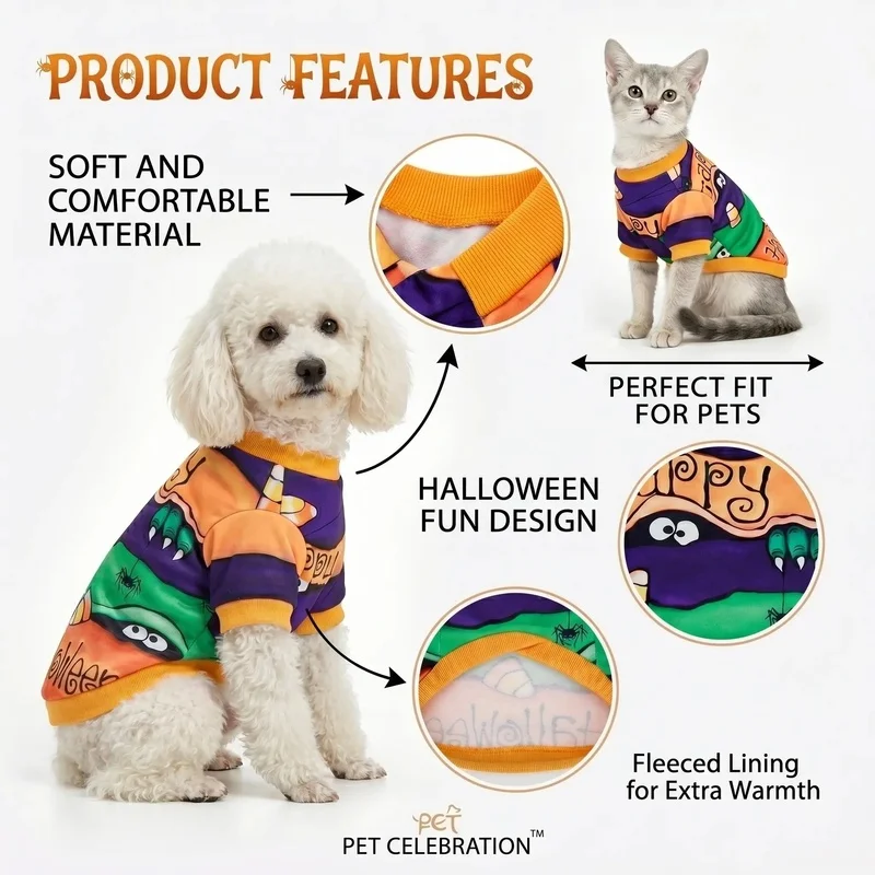 Camiseta Halloween para perros y gatos – Diseño monstruo y araña - imagen 2