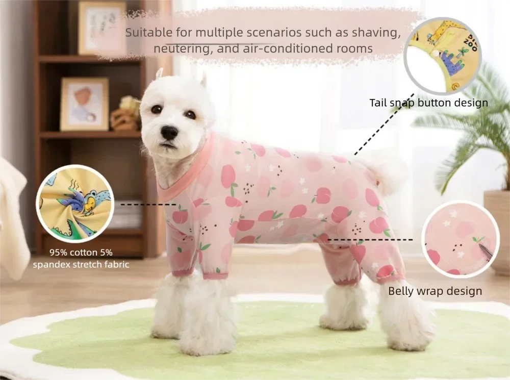 Mono de algodón postoperatorio para perros: traje pijama recuperador - imagen 3
