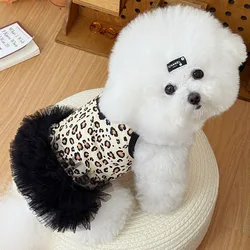 Ropa de verano para perros estampado leopardo, vestido tutú sling